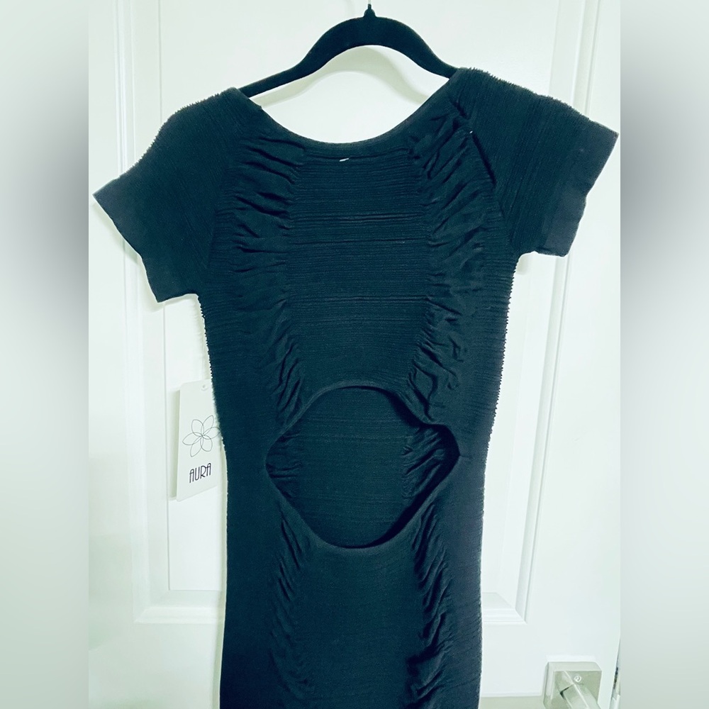 NWT Black Spandex Mini Dress w/Keyhole Back L/XL by Aura